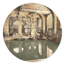 Roman Baths and Abbey, Circular Bath, Bath, Englan Round Stickers