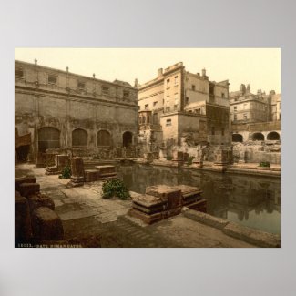 Roman Baths and Abbey I, Bath, Somerset, England print