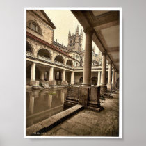 Roman Baths and Abbey, III, Bath, England classic Poster