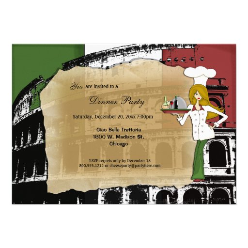 Roman Coliseum Dinner Party Custom Invites