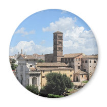 Roman Forum Church with Romanesque bell tower magnets