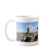 Roman Forum Church with Romanesque bell tower mugs
