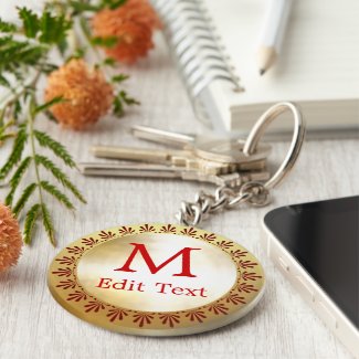 Roman Monogram Basic Round Button Keychain