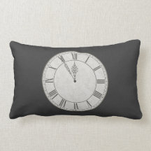Roman Numeral Clock Face B&W Throw Pillows