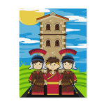 Roman Soldiers with Emperor at Tower Postcard
