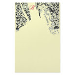 ROMANCE Monogram,black and white cream Stationery