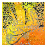 ROMANCE, SAVE THE DATE black and yellow orange Personalized Invitations