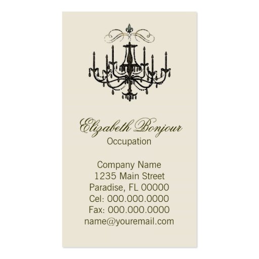 Romance with a Chandelier ~ Business Cards (back side)