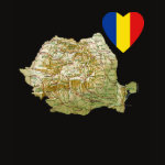 Romania Flag Heart Map Fitted AA T-Shirt