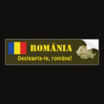 Romania Flag Map Text Bumper Sticker