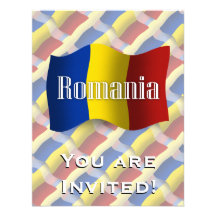 Romania Waving Flag Personalized Invite