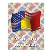 Romanian-American Waving Flag Invitation