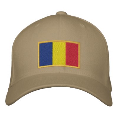 Romanian Flag on Cap Embroidered Baseball Cap by Stitchbaby