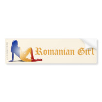 Romanian Girl Silhouette Flag Bumper Stickers