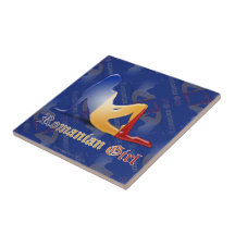 Romanian Girl Silhouette Flag Ceramic Tiles