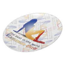 Romanian Girl Silhouette Flag Dinner Plate