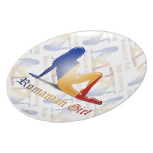 Romanian Girl Silhouette Flag Dinner Plate