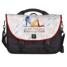 Romanian Girl Silhouette Flag Laptop Bags
