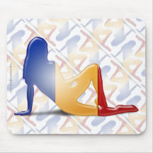 Romanian Girl Silhouette Flag Mouse Pads