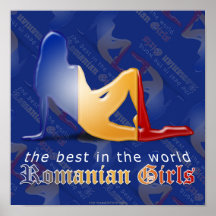Romanian Girl Silhouette Flag Poster