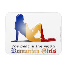 Romanian Girl Silhouette Flag Rectangular Magnet