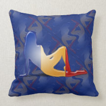 Romanian Girl Silhouette Flag Throw Pillow