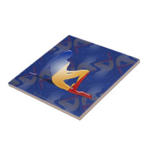Romanian Girl Silhouette Flag Tiles