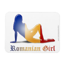 Romanian Girl Silhouette Flag Vinyl Magnet