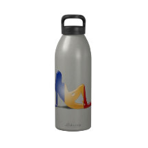 Romanian Girl Silhouette Flag Reusable Water Bottles