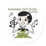Romanian Girls Rock Round Stickers
