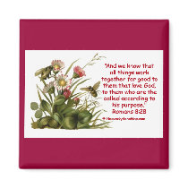 Romans 8:28 Bee Motif magnets