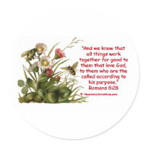 Romans 8:28 Bee Motif stickers by heavenly_sonshine Romans 8:28 Bee Motif stickers