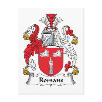 Romans Family Crest postcards by coatsofarms Romans Family Crest postcards