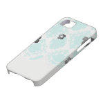 romantic aqua blue white damask design iPhone 5 covers