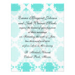 romantic aqua blue white damask design custom announcement