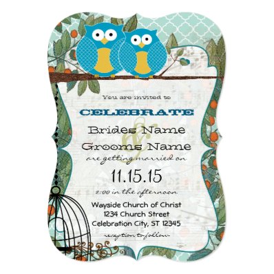 Romantic Aqua Owls Marry My Best Friend Wedding Personalized Invite
