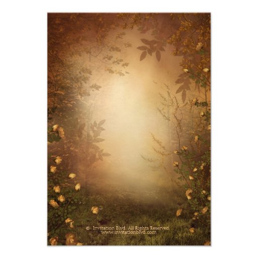 Romantic Autumn Leaves and Columns Reception Card Personalized Invitations