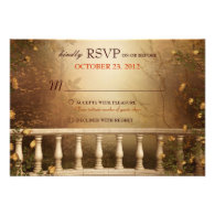 Romantic Autumn Leaves and Columns Wedding RSVP Custom Announcements