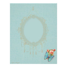 Romantic Baroque Stationery Pink Rose Butterfly Customized Letterhead