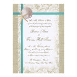 Romantic Beach Burlap and Lace Aqua Personalized Announcements