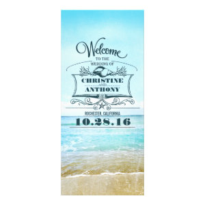 romantic beach wedding programs personalized rack card