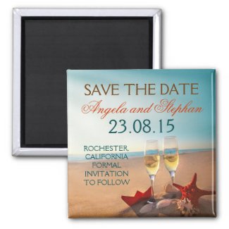 romantic beach wedding save the date magnets