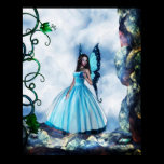 Romantic Blue Butterfly Fairy Poster posters