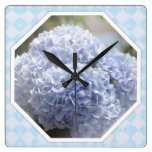 Romantic Blue Hydrangeas Wall Clocks