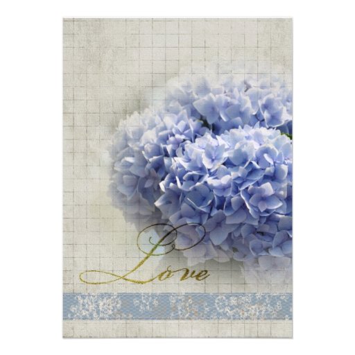Romantic Blue Hydrangeas Wedding Personalized Invitation