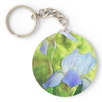 Romantic Blue Irises Key Chain