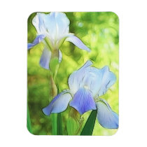 Romantic Blue Irises Rectangle Magnet