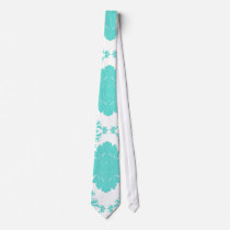 romantic blue on white elegant damask neck ties