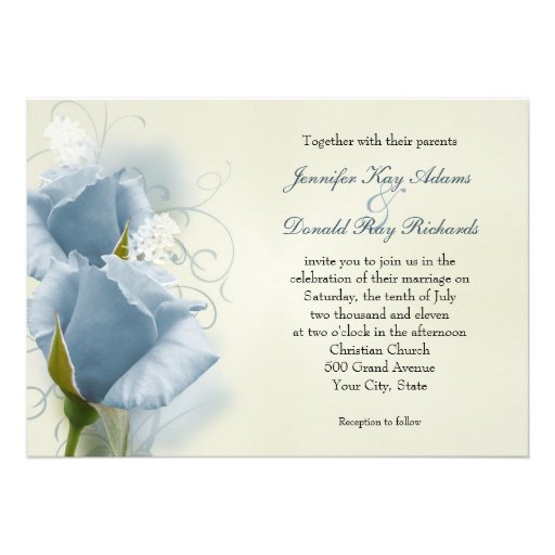 Romantic Blue Roses Wedding Invitation