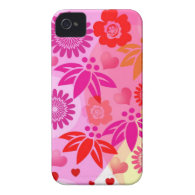 Romantic case with Hearts and Flowers iPhone 4 Cover